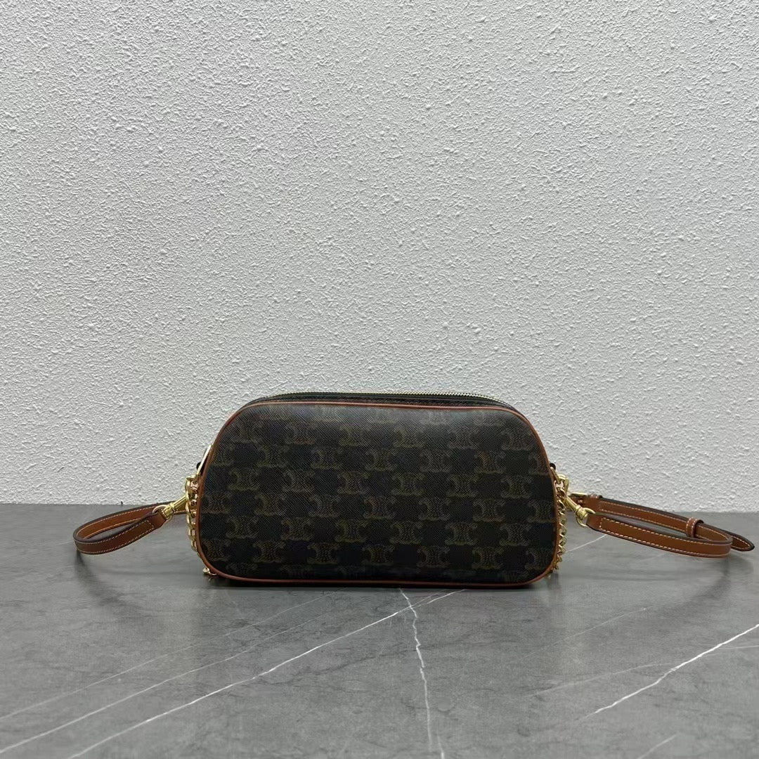 Celine 2026 Multi Bag 26cm Black Brown Canvas Leather