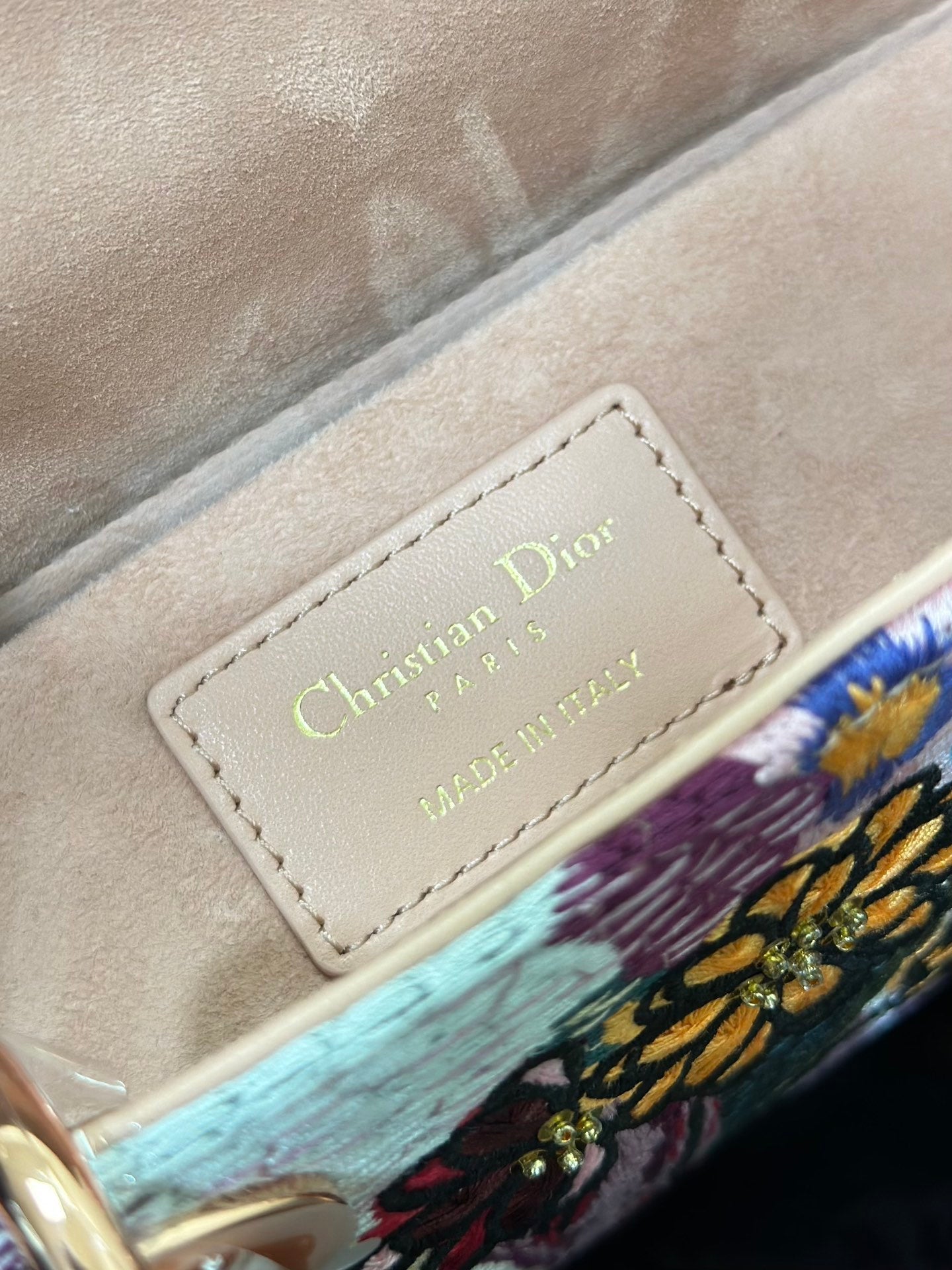 Dior 2026 Embroidered Floral Bag 22cm Pink Mix Colors Fabric Leather 158576
