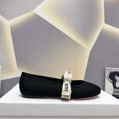 Dior 2026 J'Adior Ballet Flat Black Fabric Leather 725954
