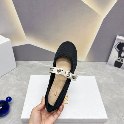 Dior 2026 J'Adior Ballet Flat Black Fabric Leather 725954