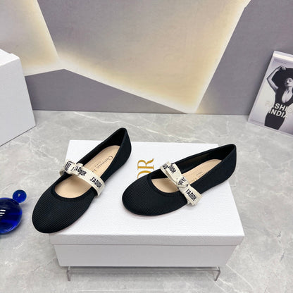 Dior 2026 J'Adior Ballet Flat Black Fabric Leather 725954