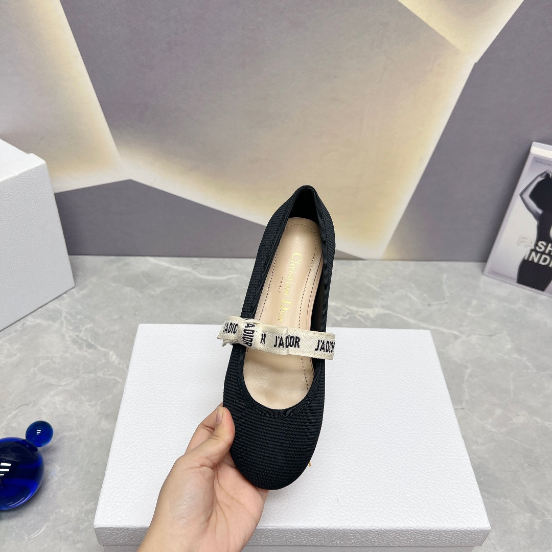 Dior 2026 J'Adior Ballet Flat Black Fabric Leather 725954