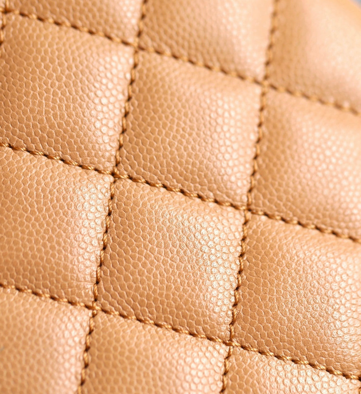 coco handle flap bag 24cm brown quilted caviar leather