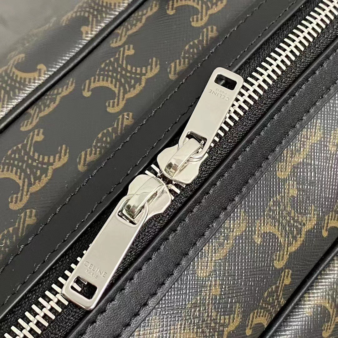 Celine 2026 Voyage Bag 45cm Black White Canvas Leather