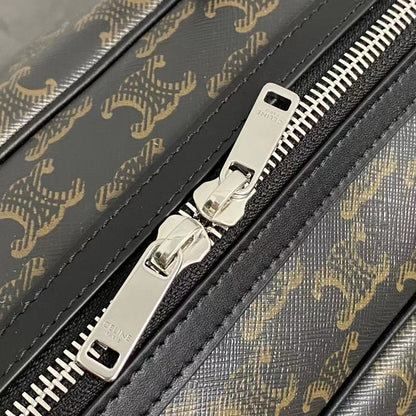 Celine 2026 Voyage Bag 45cm Black White Canvas Leather
