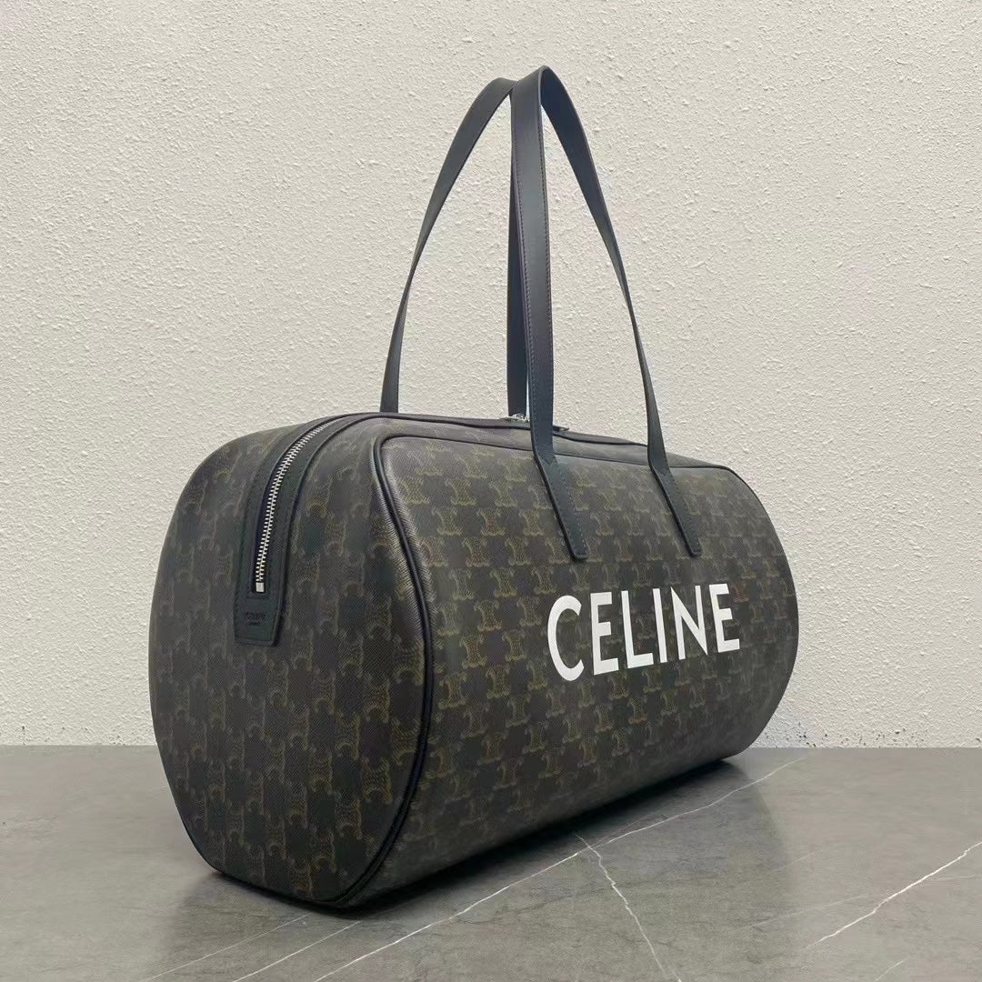 Celine 2026 Voyage Bag 45cm Black White Canvas Leather