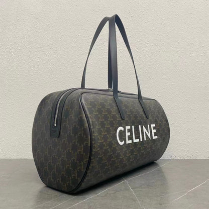 Celine 2026 Voyage Bag 45cm Black White Canvas Leather
