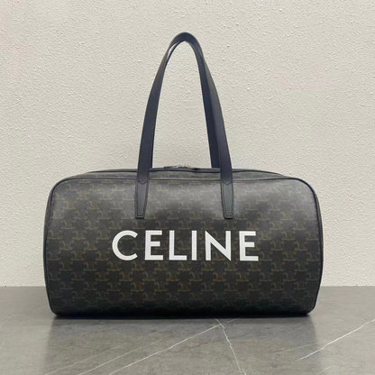 Celine 2026 Voyage Bag 45cm Black White Canvas Leather