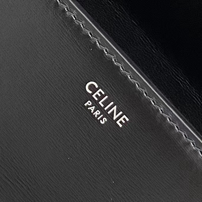 Celine 2026 Chain Shoulder Bag Claude 23cm Black Silver Shiny Calfskin