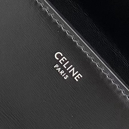 Celine 2026 Chain Shoulder Bag Claude 23cm Black Silver Shiny Calfskin