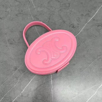 Celine 2026 Oval Minaudiere Cuir Triomphe Bag 14.5 Pink Leather