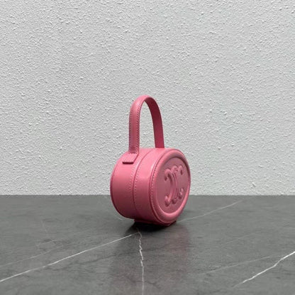 Celine 2026 Oval Minaudiere Cuir Triomphe Bag 14.5 Pink Leather