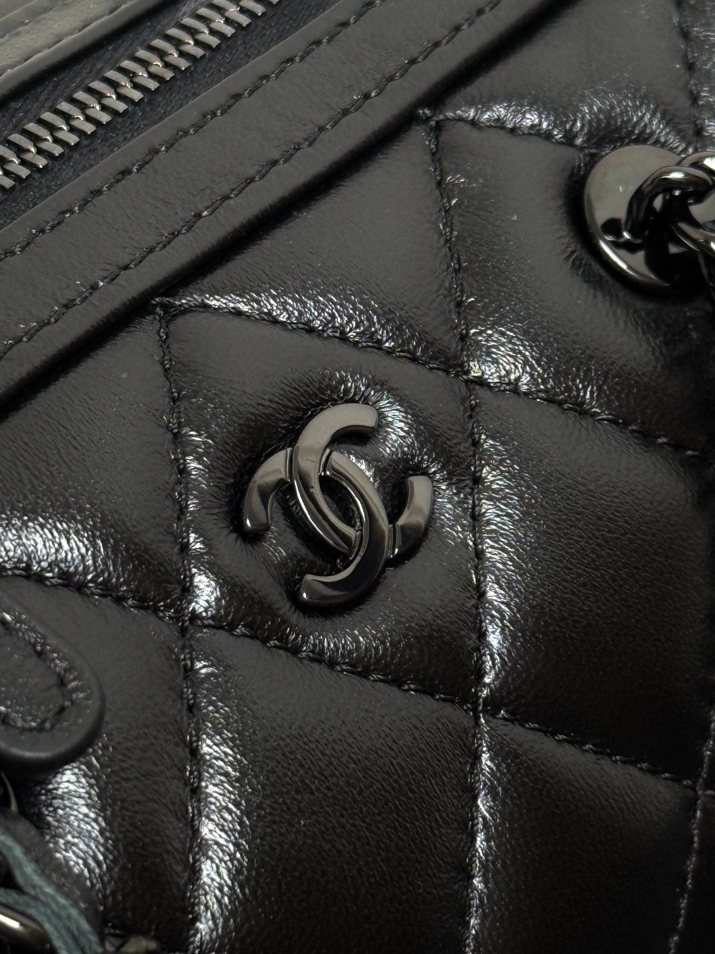 Chanel 2026 Bowling Bag 18.5cm Full Black Lambskin