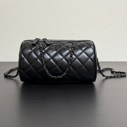 Chanel 2026 Bowling Bag 18.5cm Full Black Lambskin