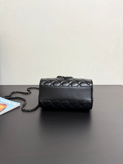 Chanel 2026 Bowling Bag 18.5cm Full Black Lambskin