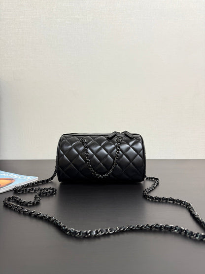 Chanel 2026 Bowling Bag 18.5cm Full Black Lambskin
