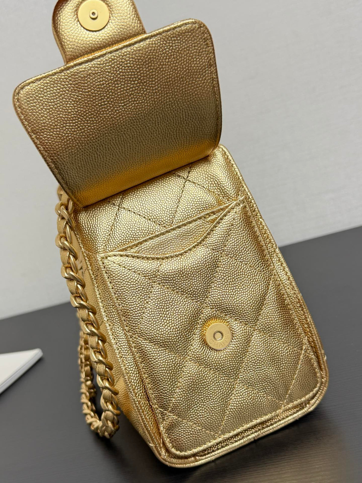 Chanel 2026 Hobo Bag 22cm Gold Grained Calfskin