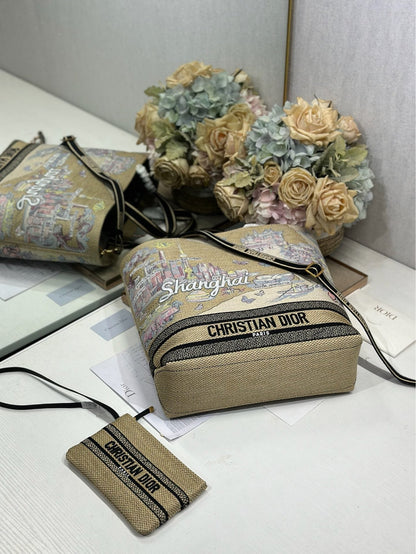 Dior 2026 City Postcard Resort Style Handbag "Shanghai Exclusive" Canvas 288600