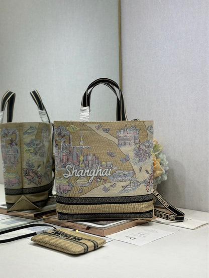 Dior 2026 City Postcard Resort Style Handbag "Shanghai Exclusive" Canvas 288600