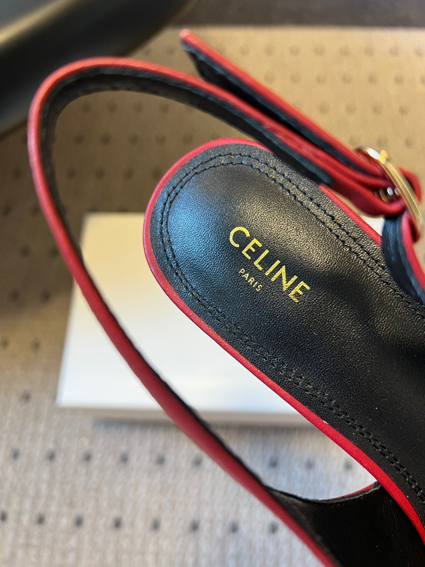 Celine 26  Pointed-Toe Slingback Red Sheepskin 619635