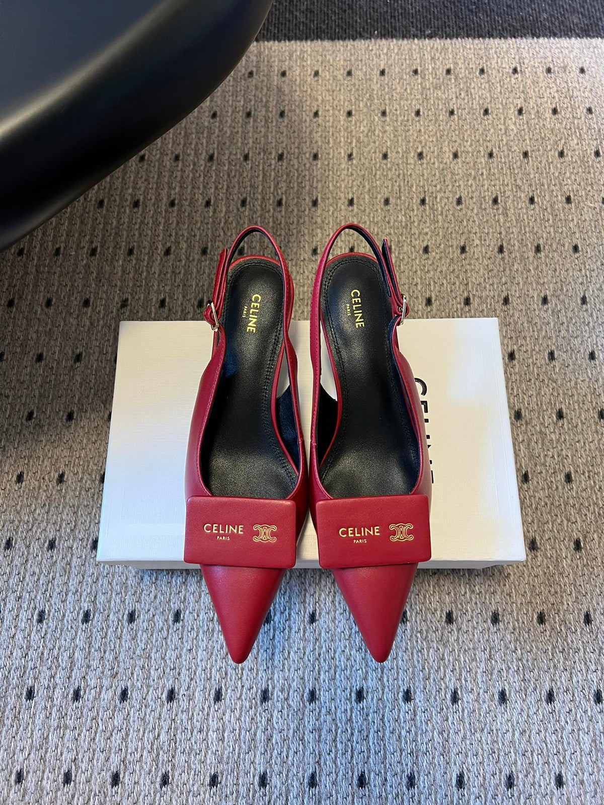 Celine Signature Slingback 5cm Red Lambskin 619635