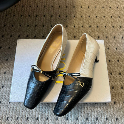 CD 26s Low Heel Pump 30 Black White Cowhide 651159