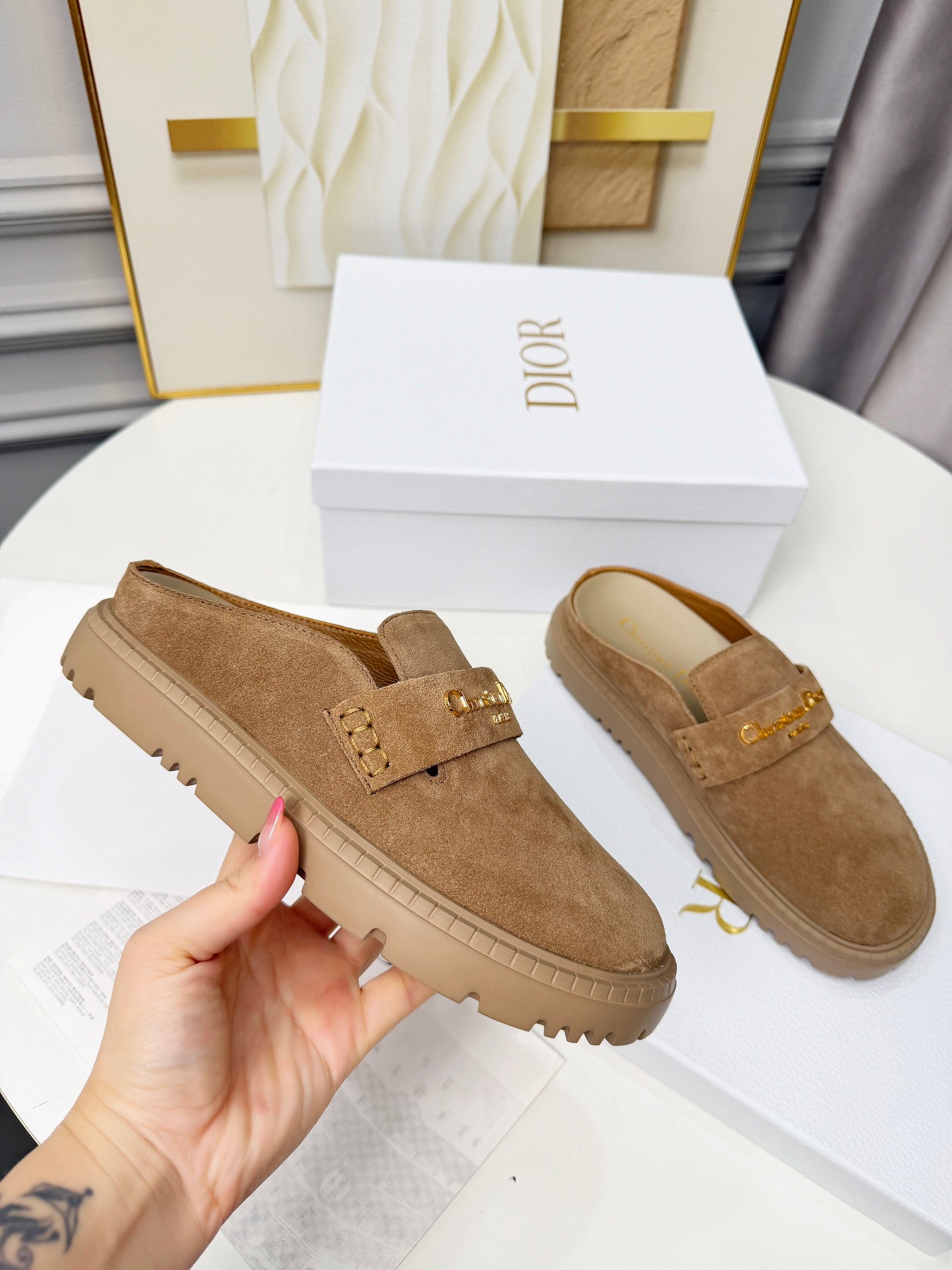Dior 2026 Mule Light Brown Suede Cowhide 717873