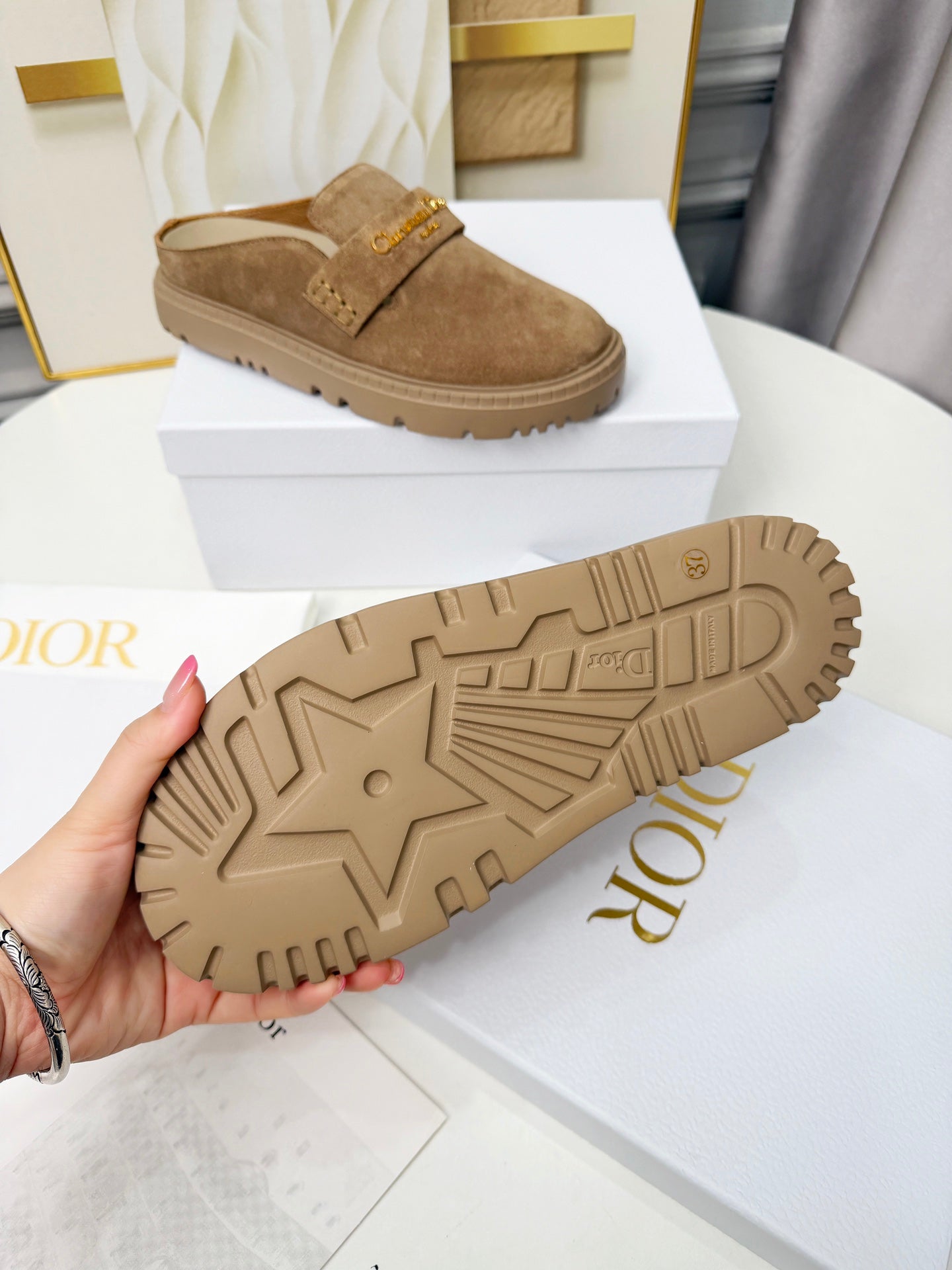 Dior 2026 Mule Light Brown Suede Cowhide 717873