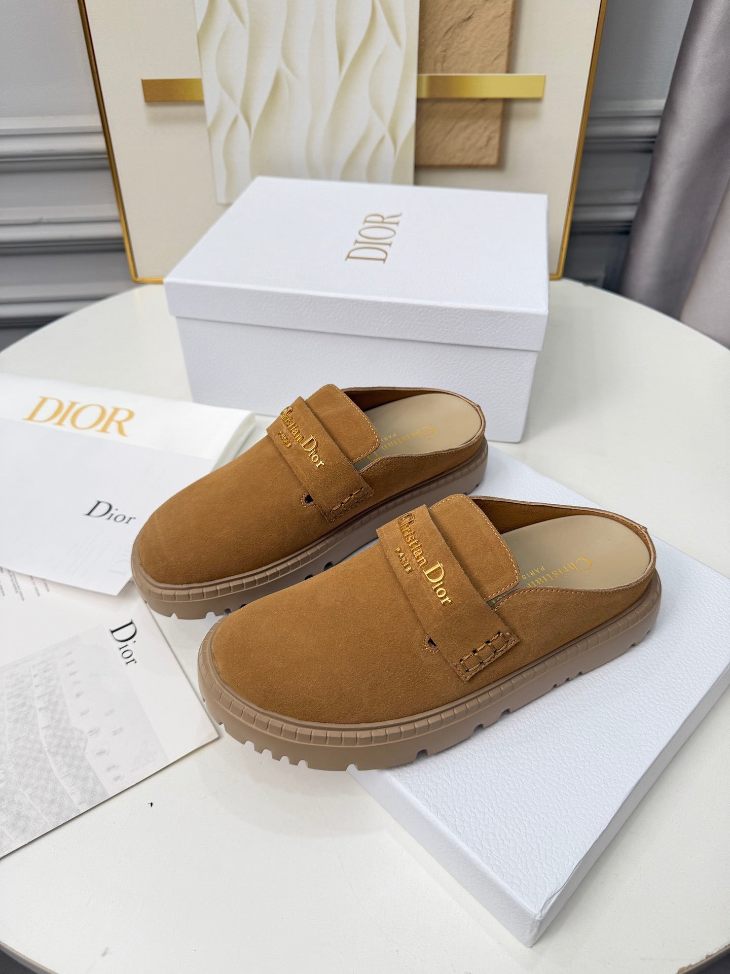 Dior 2026 Mule Camel Suede Cowhide 717872