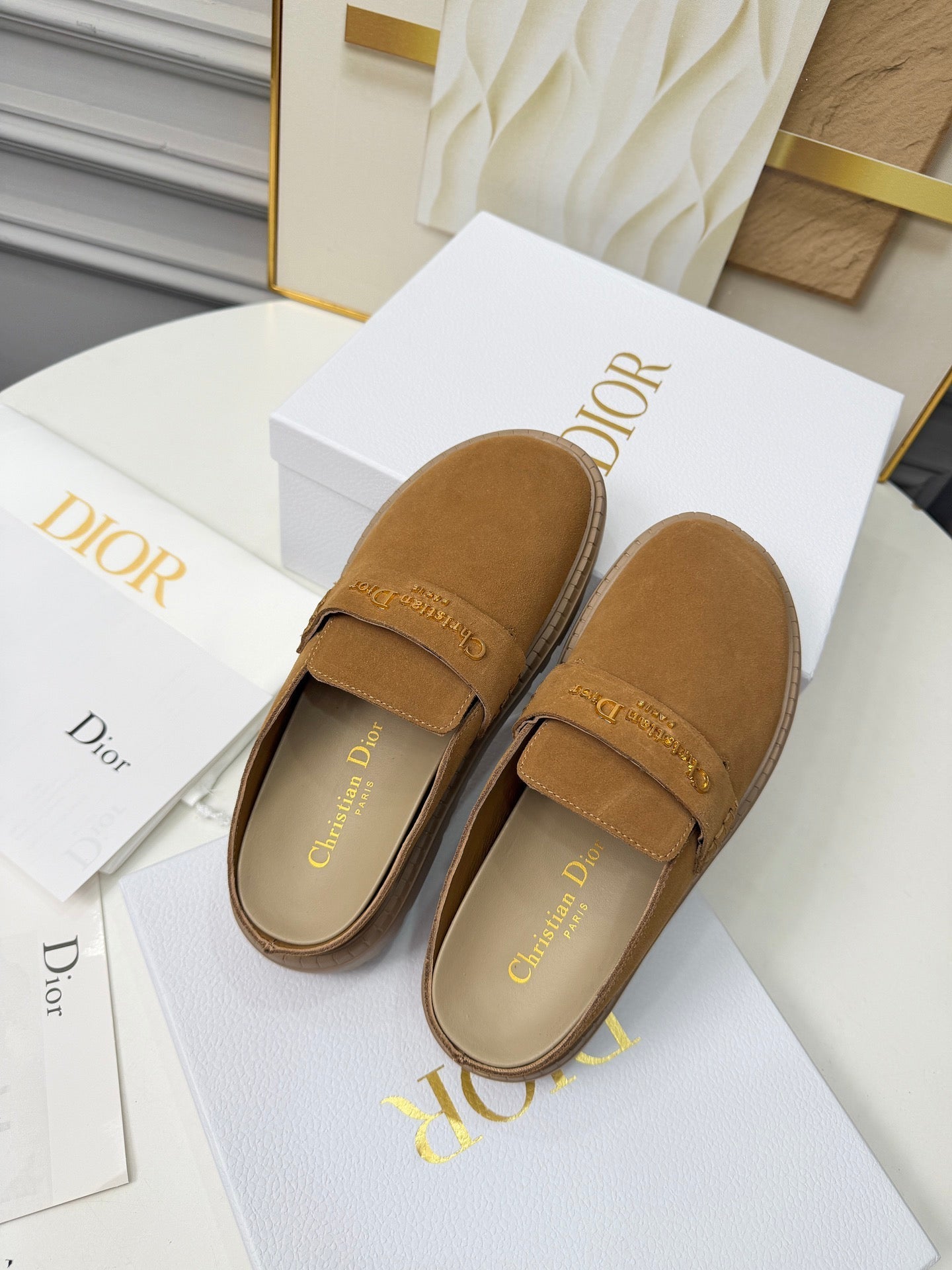 Dior 2026 Mule Camel Suede Cowhide 717872