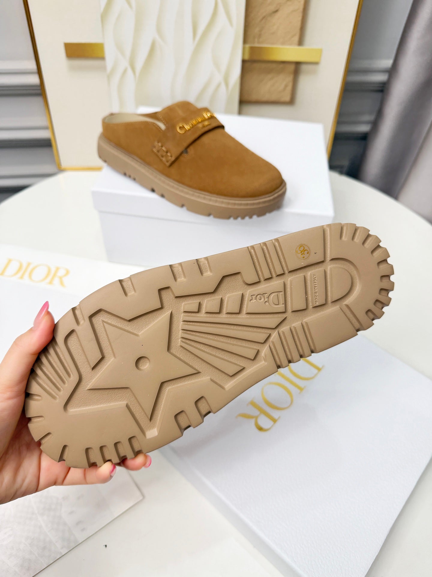 Dior 2026 Mule Camel Suede Cowhide 717872