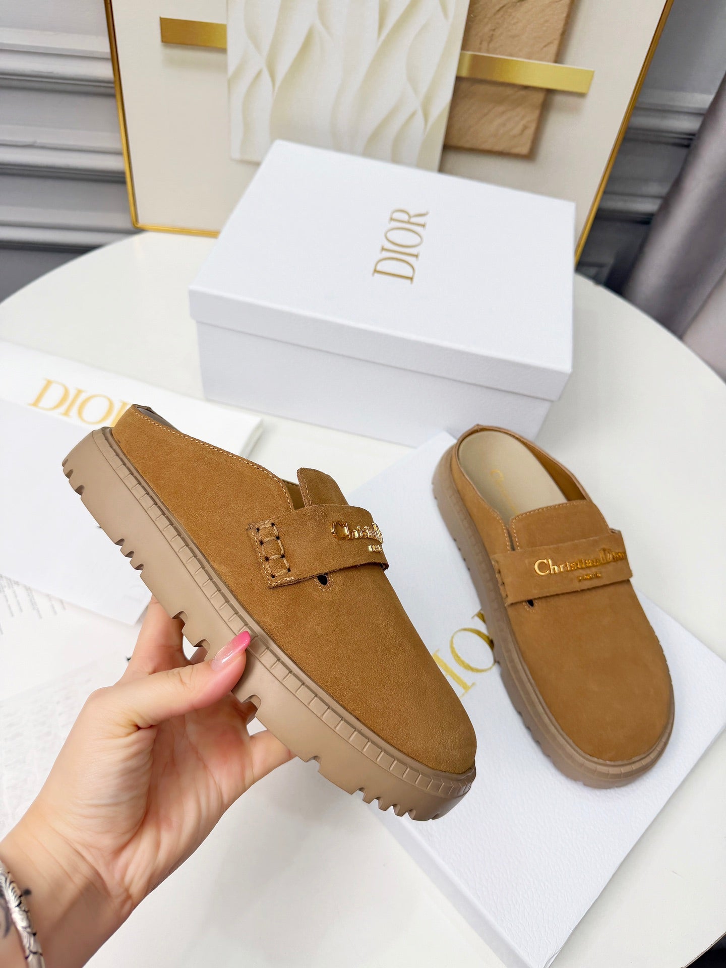 Dior 2026 Mule Camel Suede Cowhide 717872