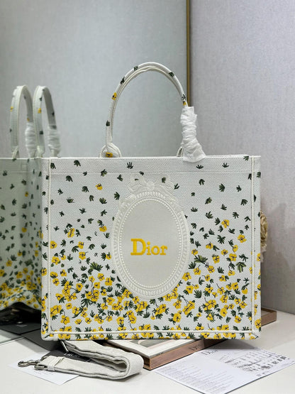 Dior 2026 Book Tote Bag With Buttercup Dior Embroidery Canvas