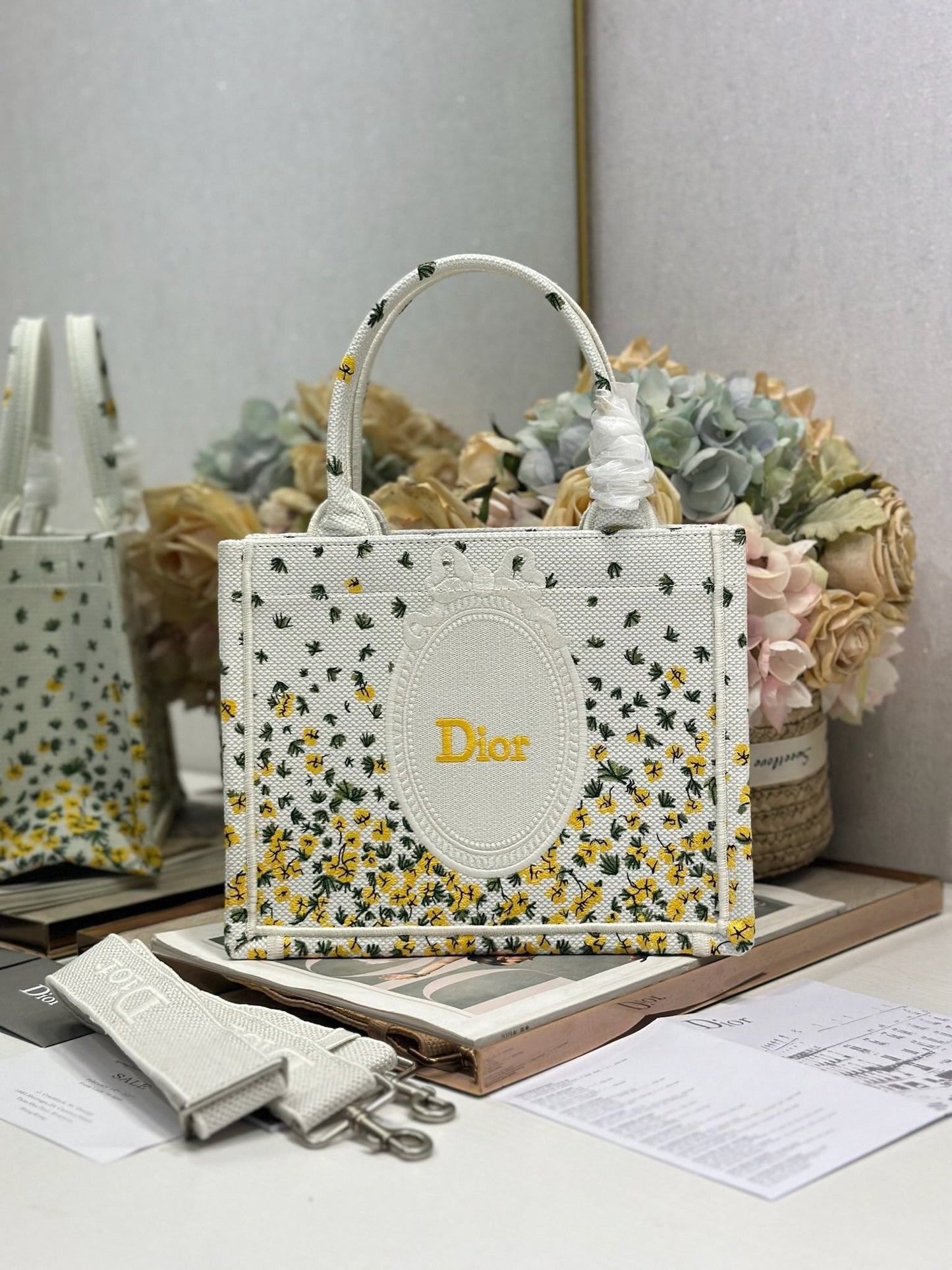 Dior 2026 Book Tote Bag With Buttercup Dior Embroidery Canvas