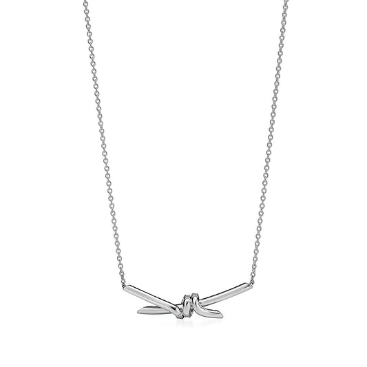 KNOT PENDANT SILVER DIAMOND NECKLACE