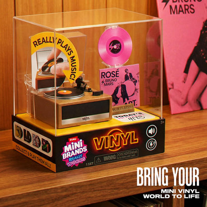 Mini Functional Record Player That Plays Real Music – ZURU Mini Brands Series 1 Really Works Vinyl Playset, Includes Vinyl Record & Stand, Collectible Toy for Kids, Gen Z & Adults