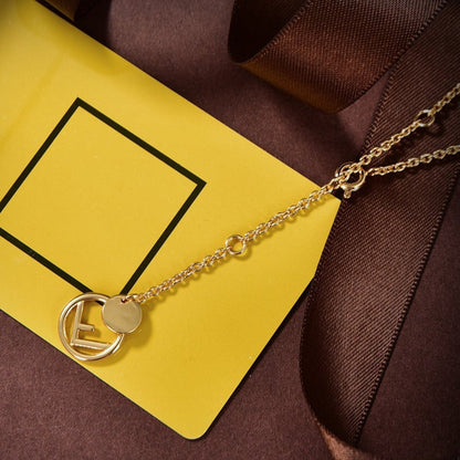 F LOGO 3 MOTIF GOLD DIAMOND NECKLACE