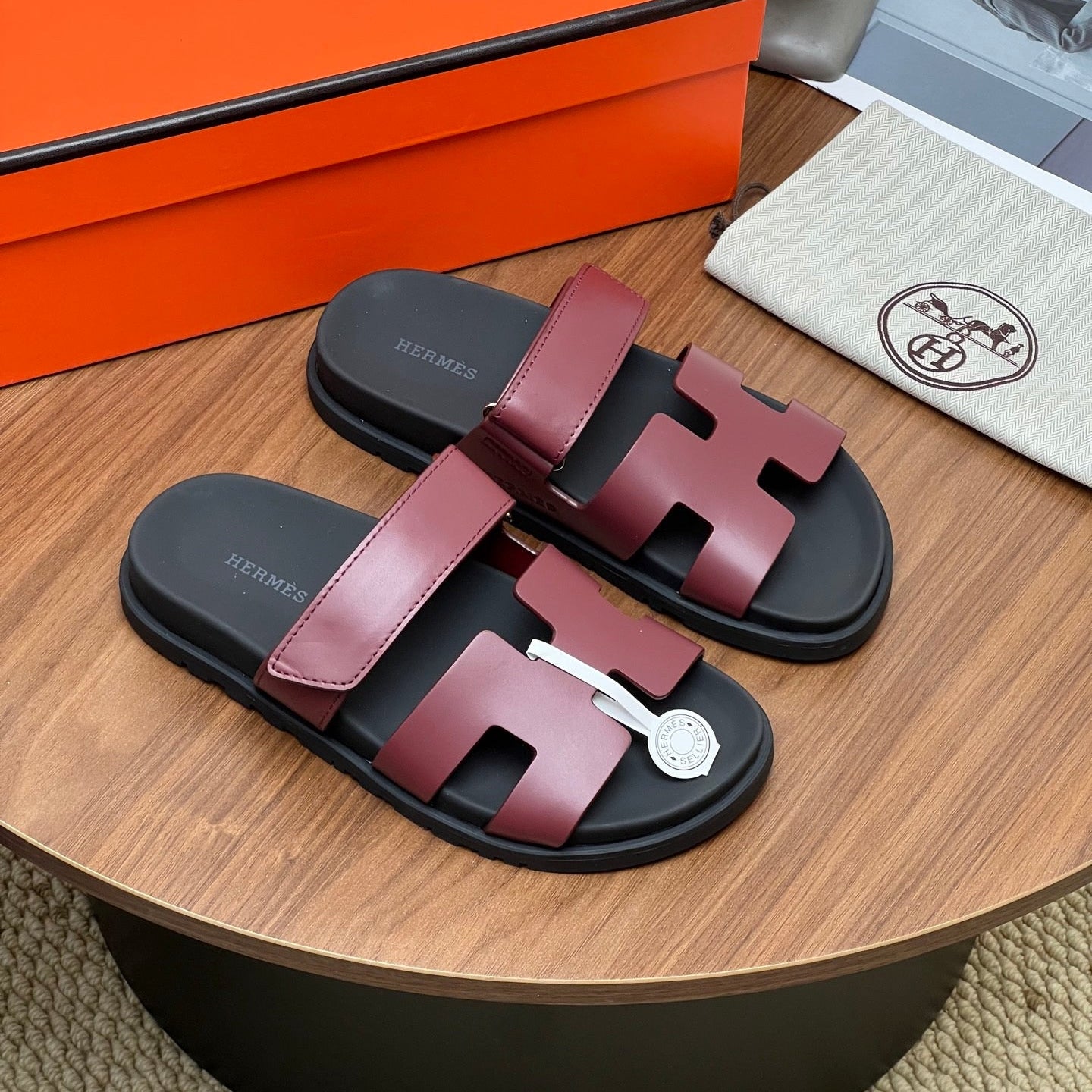 HM 2026 Chypre Sandal Burgundy mix Black Calfskin
