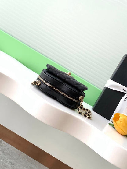 Chanel 2026 Quilted CC In Love Heart Bag Black Lambskin