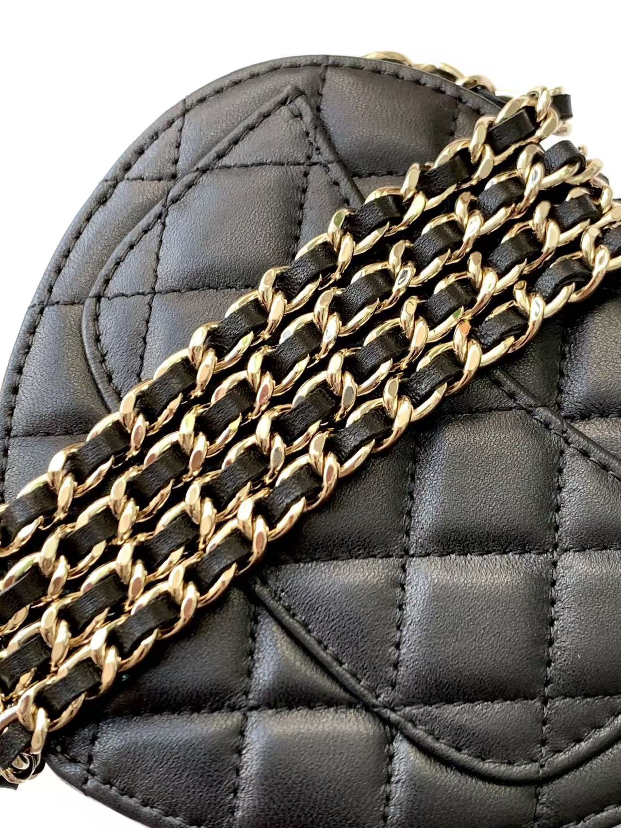Chanel 2026 Quilted CC In Love Heart Bag Black Lambskin