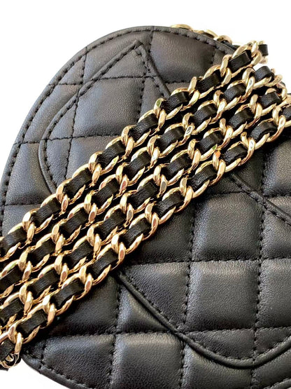 Chanel 2026 Quilted CC In Love Heart Bag Black Lambskin