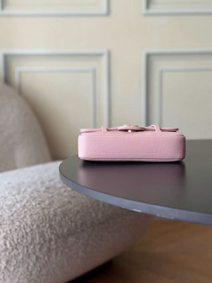 Chanel 26 Shoulder Bag 17cm Pink Caviar Leather
