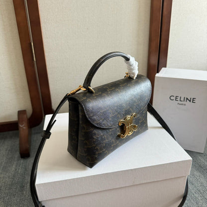 Celine 2026 Nino Teen 20.5cm Black Brown Calfskin