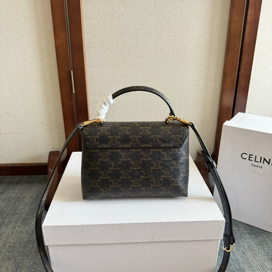 Celine 2026 Nino Teen 20.5cm Black Brown Calfskin