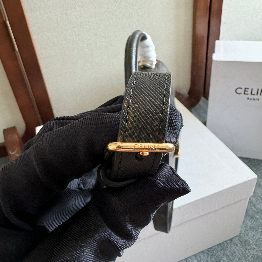 Celine 2026 Nino Teen 20.5cm Black Brown Calfskin