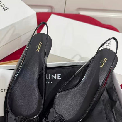 Celine 2026 Alma Triomphe Slingback Black Glossy Calfskin