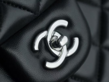 Chanel 2026 Flap Bag 30cm Black Sheepskin With Silver Hardware