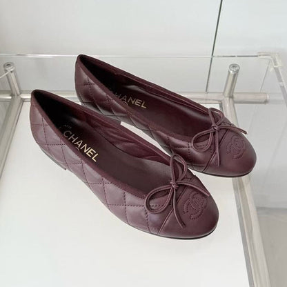 Chanel 2026 Ballet Flat Dark Burgundy Lambskin