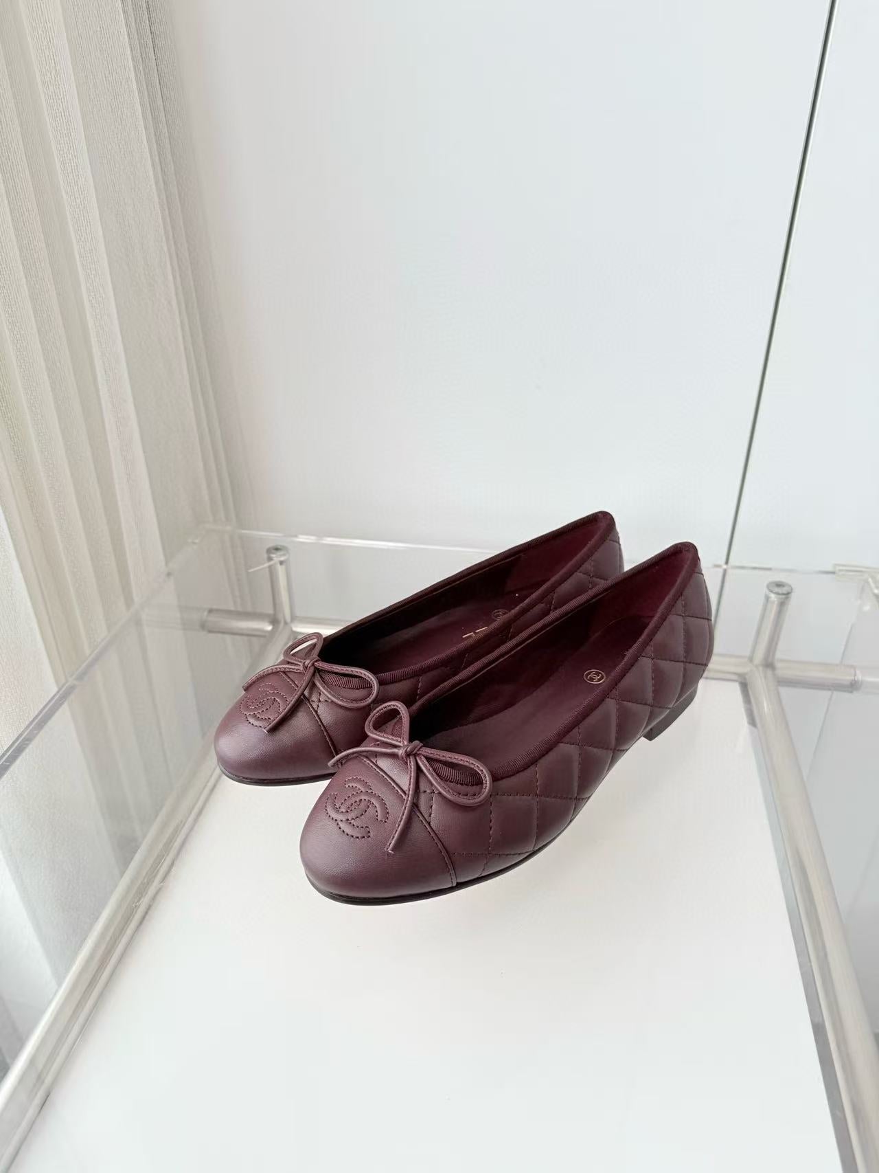 Chanel 2026 Ballet Flat Dark Burgundy Lambskin