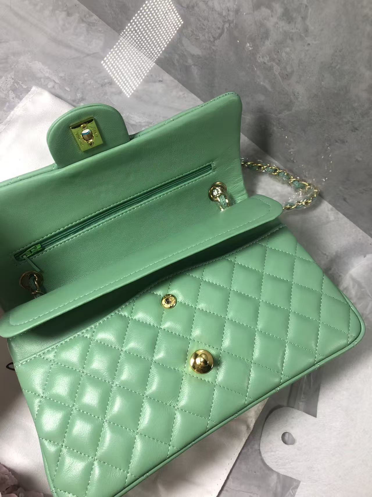 Chanel 2026 Flap Bag 25cm Green Quilted Lambskin